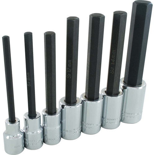 Extra Long Hex Head  Socket Set, Hex, 1/2" Drive, 7 Pcs Sécurité Médic