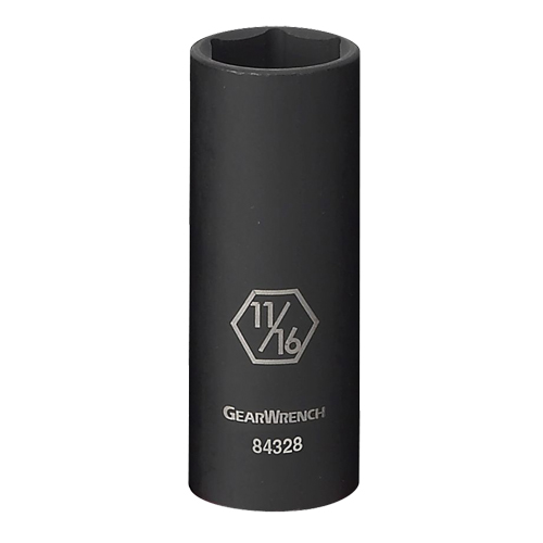 Socket, Impact, 11/16", 3/8" Drive, 6 Points, Deep Sécurité Médic