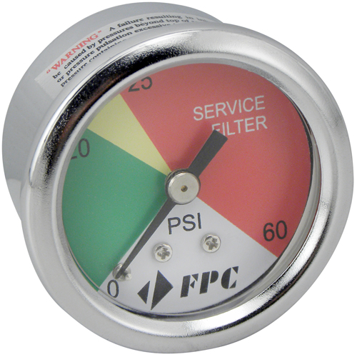 PG1326 Transmission Filter Pressure Gauge, 2" , 0 - 60 psi, Back Mount, Analogue Sécurité Médic