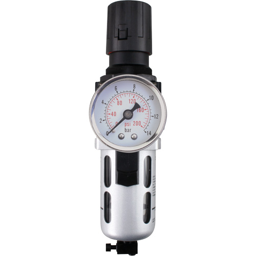 Modular Air Filter/Regulator (Gauge Included), 1/4" NPT, 145 PSI, 0.3 fl. oz. Capacity Sécurité Médic