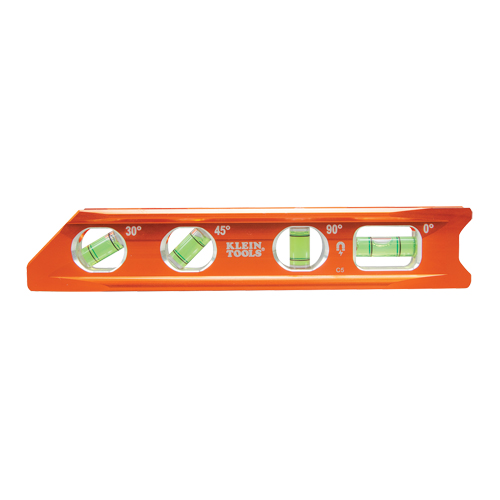 Torpedo Billet Level, 8" L, Aluminum, 4 Vials, Magnetic Sécurité Médic