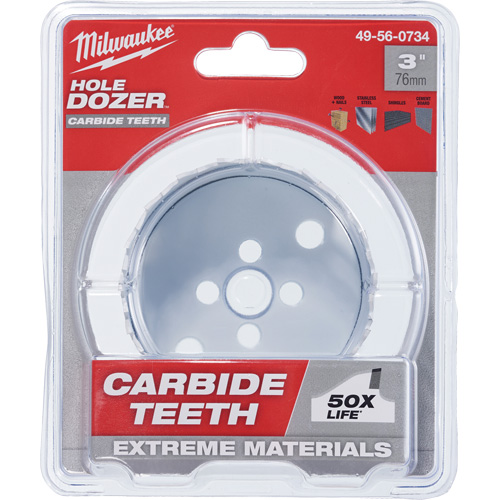 Scie &agrave; bouteur Hole Dozer avec dents au carbure, 3", Profondeur de la coupe 1-63/100", Carbure Sécurité Médic