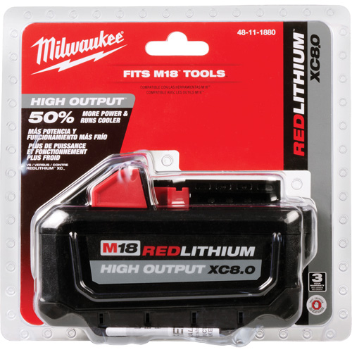 M18 Redlithium High Output XC8.0 Battery Pack, Lithium-Ion, 18 V, 8.0 Ah Sécurité Médic