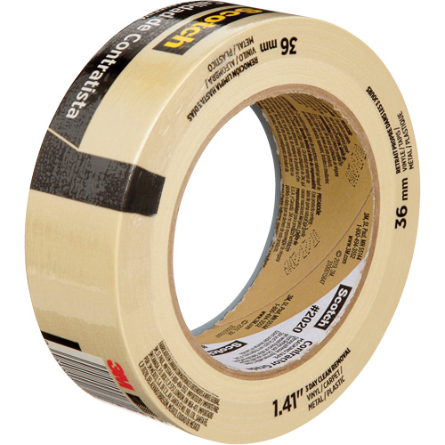 Scotch&reg; Contractor Grade Masking Tape 2020, 36 mm (1-1/2") x 55 m (180'), Beige Sécurité Médic