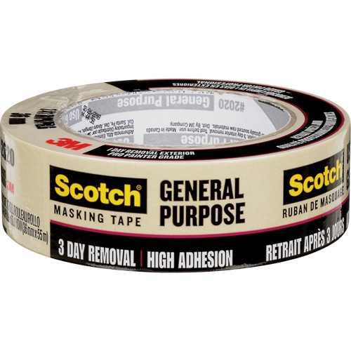 Scotch&reg; Contractor Grade Masking Tape 2020, 36 mm (1-1/2") x 55 m (180'), Beige Sécurité Médic