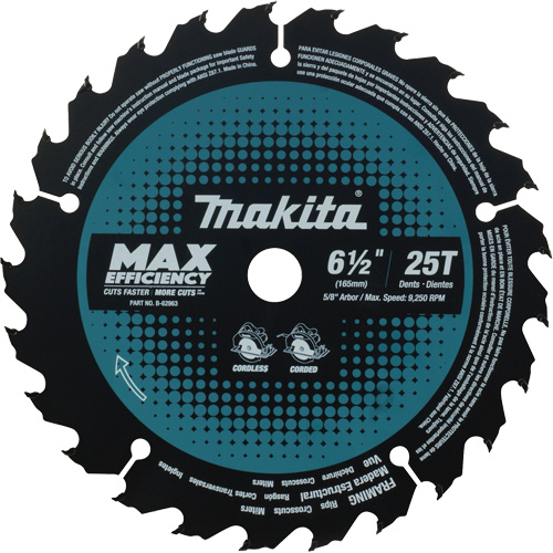 Max-Efficiency Circular Saw Blade, 6-1/2", 25 Teeth, Laminate/Wood Use Sécurité Médic