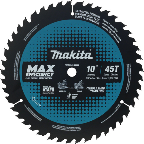 Mitre Saw Blade, 10", 45 Teeth, Wood Use Sécurité Médic