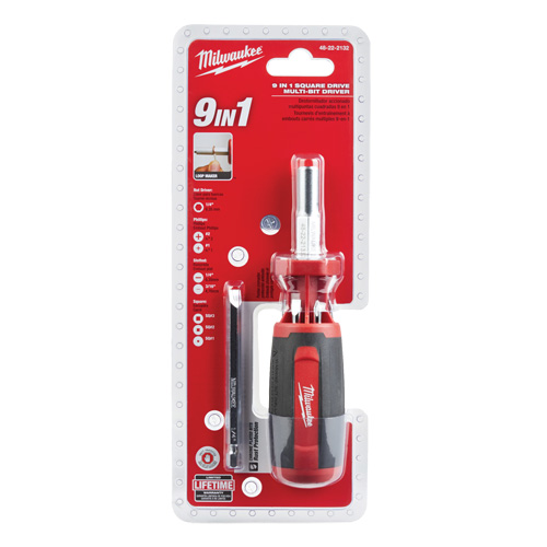 9-in-1 Square Drive Multi-Bit Driver, 9" L, Cushion Grip Handle Sécurité Médic