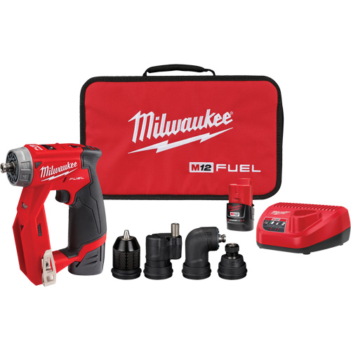 Ensemble de perceuse d'installation M12 Fuel, Lithium-ion, 12 V, Mandrin 1/4"/3/8", Couple 300 lb-po Sécurité Médic