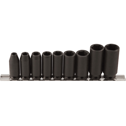 Long Socket Set, 9 Pcs, Impact, 3/8" Drive Size, Deep Sécurité Médic