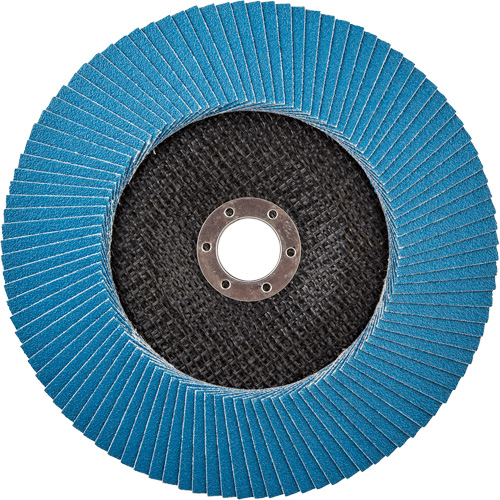 Disque &agrave; lamelles &agrave; grain grossier BlueFire, 7" x 7/8", Type 27, Grain 80, Alumine de zirconium Sécurité Médic
