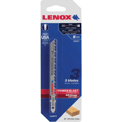 Clean Cutting Wood Jigsaw Blade, Bi-Metal, T-Shank, 4" L, 6 TPI Sécurité Médic