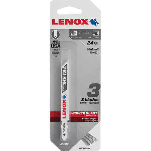 Lame de scie sauteuse pour coupe de m&eacute;tal, Bim&eacute;tal, Tige en T, 3-5/8" lo, 6 dents par pouce Sécurité Médic