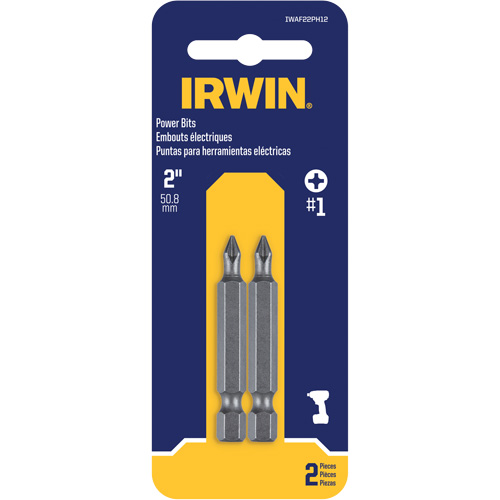 Power Bits, Phillips, #1 Tip, 1/4" Drive Size, 1-15/16" Length Sécurité Médic