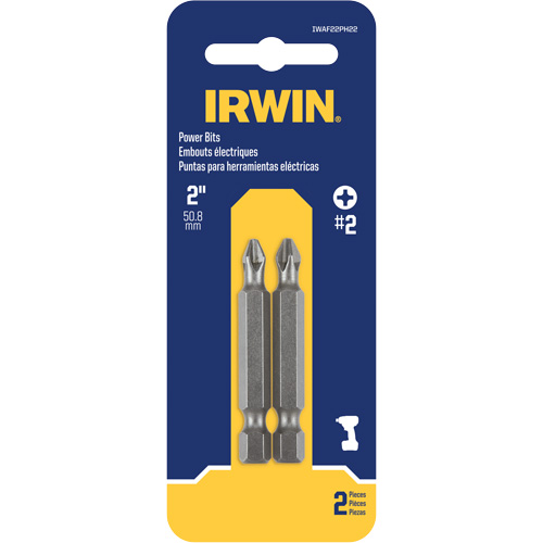 Power Bits, Phillips, #2 Tip, 1/4" Drive Size, 2" Length Sécurité Médic