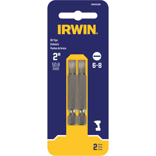 Power Bits, Slot, 6 - 8 Tip, 1/4" Drive Size, 2" Length Sécurité Médic