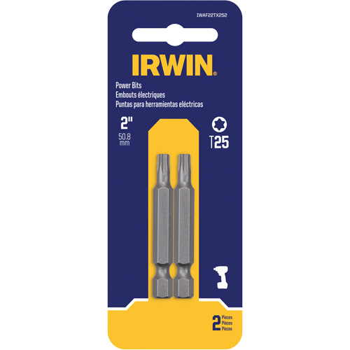 Power Bits, Torx, T-20 Tip, 1/4" Drive Size, 2" Length Sécurité Médic