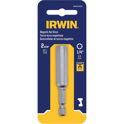 Tourne-&eacute;crou, Embout 1/4", Prise 1/4", 2-9/16" lo, Magn&eacute;tique Sécurité Médic