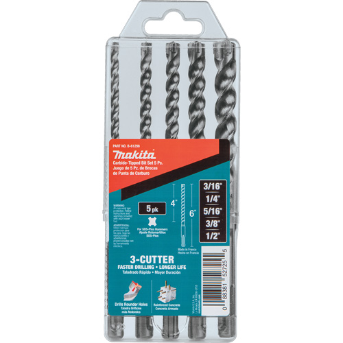 SDS-Plus 3-Cutter Bit Set, 5 Pieces, Carbide Sécurité Médic