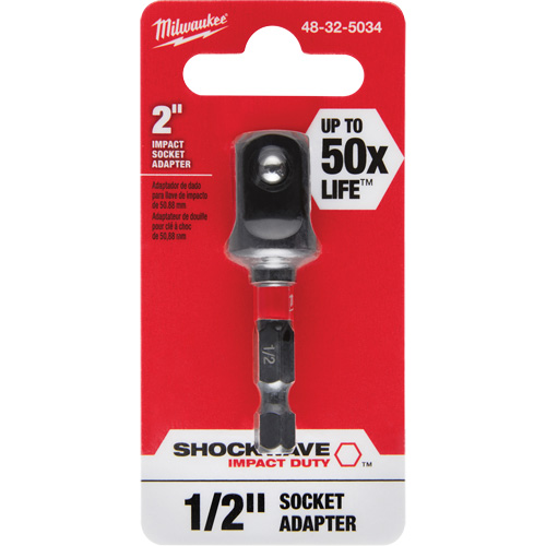 Adaptateur de douille &agrave; chocs Shockwave, 1/4" Prise, Dimension m&acirc;le 1/2", Sph&eacute;rique, 2" lo Sécurité Médic