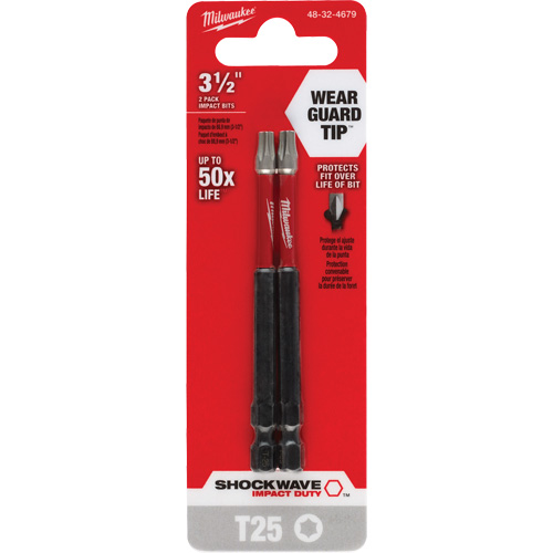 Embout de tournevis Shockwave Impact Duty, Torx, Embout T-25, Prise 1/4", Longueur 3-1/2" Sécurité Médic