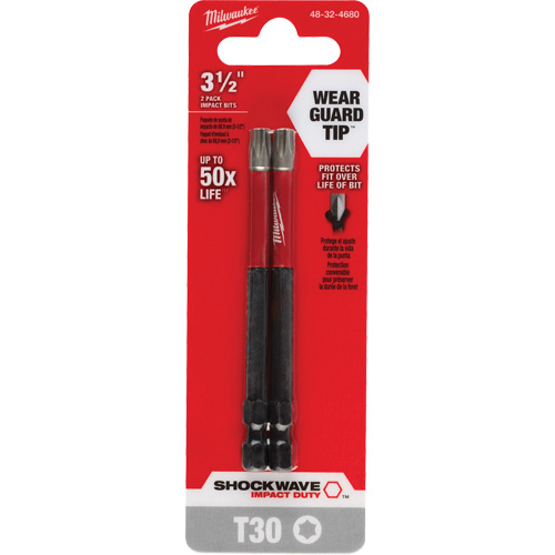 Embout de tournevis Shockwave Impact Duty, Torx, Embout T-30, Prise 1/4", Longueur 3-1/2" Sécurité Médic