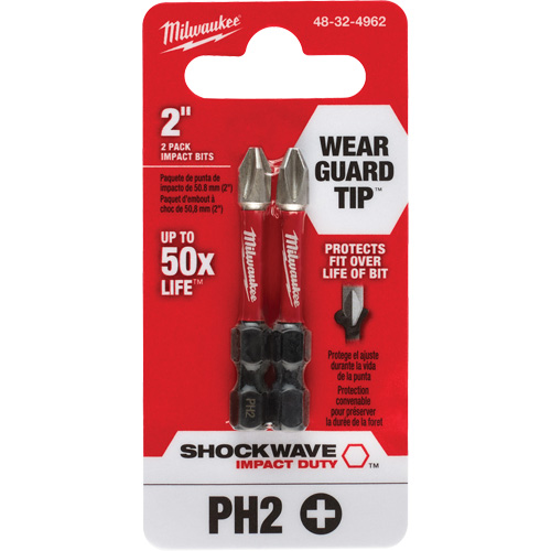 Embout de tournevis Shockwave Impact Duty, Phillips, #2, Prise 1/4" Sécurité Médic