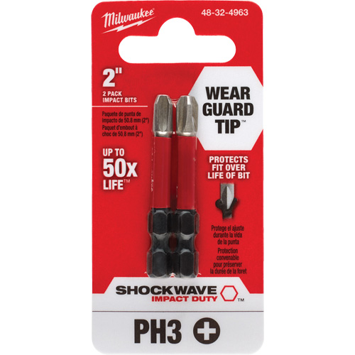 Embout de tournevis Shockwave Impact Duty, Phillips, #3, Prise 1/4" Sécurité Médic