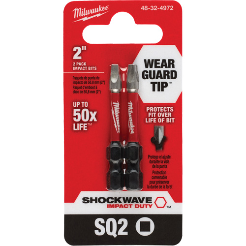 Embout de tournevis Shockwave Impact Duty, Carr&eacute;e, #2, Prise 1/4" Sécurité Médic