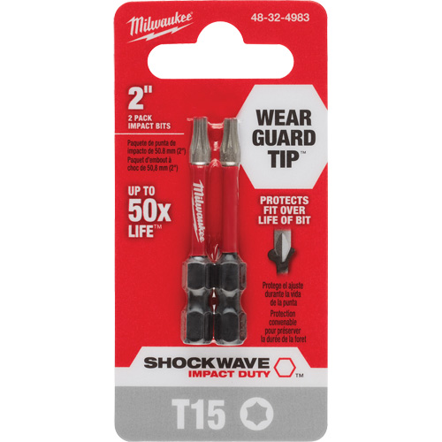 Shockwave Impact Duty Screwdriver Bit, Torx, T-15, 1/4" Drive Sécurité Médic