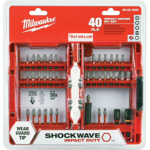 Jeu de 40 embouts de visseuse &agrave; percussion Shockwave Impact-Duty Sécurité Médic