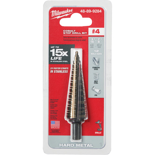 Foret &eacute;tag&eacute;, 3/16"/#4 - #4/7/8", Incr&eacute;ments de 1/32", Acier rapide au cobalt Sécurité Médic