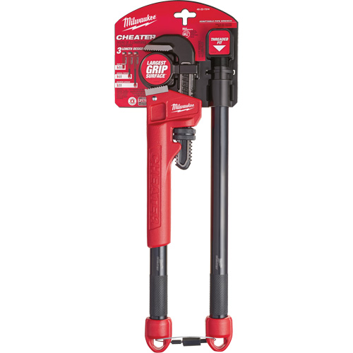 Cheater Adaptable Pipe Wrench, 2-1/2" Jaw Capacity, 18"/24"/10" Long, Powder Coated Finish, Ergonomic Handle Sécurité Médic