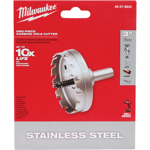 Scies-cloches au carbure monobloc, 3", Profondeur de la coupe de 3/16" Sécurité Médic