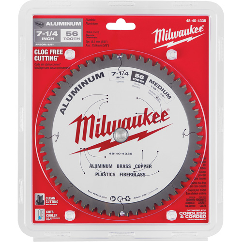 Aluminum Cutting Circular Saw Blade, 7-1/4", 56 Teeth, Plastic/Fibreglass/Non-Ferrous Use Sécurité Médic