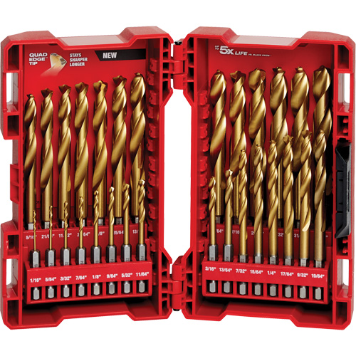 Shockwave Red Helix Drill Bit Set, 29 Pieces, Titanium Sécurité Médic
