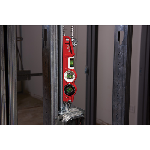 Die Cast Torpedo Level with 360 Degree Locking Vial, 10" L, Aluminum, 3 Vials, Magnetic Sécurité Médic