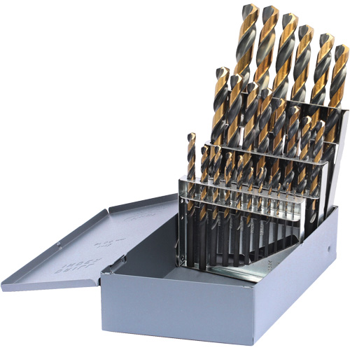 DRILLCO Metric Jobber Length Drill Bit Set, 25 Pieces, High Speed Steel Sécurité Médic