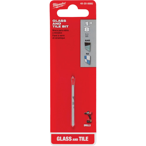 Glass & Tile Bit, 1/8", Carbide Sécurité Médic