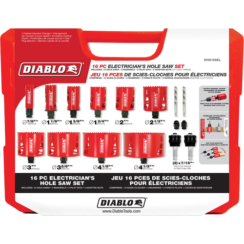 Electrician's Bi-Metal Hole Saw Set, 16 Pieces Sécurité Médic