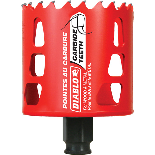 Wood & Metal Hole Saw, 2-11/16", 2-3/8" Depth of Cut, Carbide Sécurité Médic