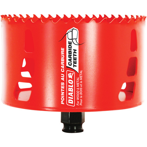 Wood & Metal Hole Saw, 4-1/2", 2-3/8" Depth of Cut, Carbide Sécurité Médic