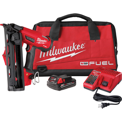M18 Fuel 16 Gauge Angled Finish Nailer Kit, 18 V, Lithium-Ion Sécurité Médic
