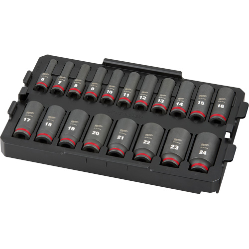 Shockwave Impact Duty Packout Socket Set, 19 Pcs, Impact, 3/8" Drive Size, Deep Sécurité Médic