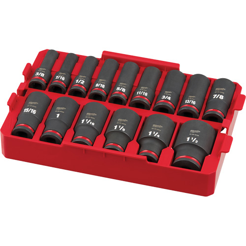 Shockwave Impact Duty Packout SAE Socket Set, 15 Pcs, Impact, 1/2" Drive Size, Deep Sécurité Médic