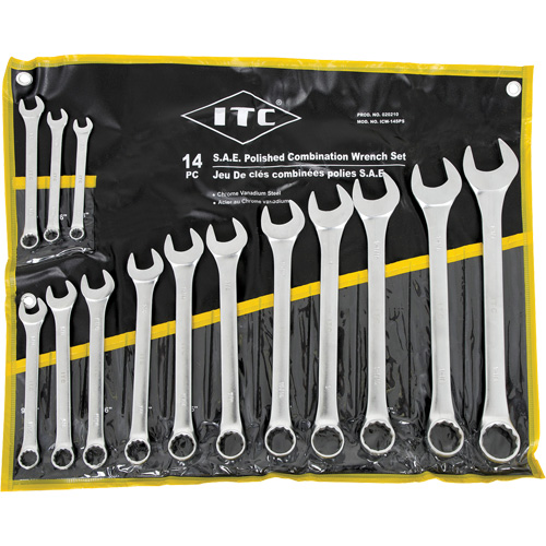 ICW-14PS Polished Wrench Set, Combination, 14 Pieces, Imperial Sécurité Médic