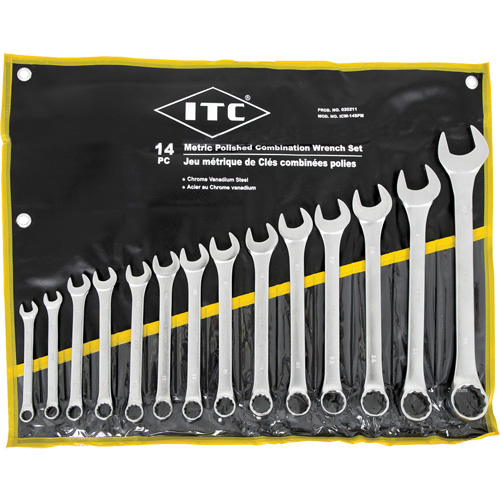 ICW-14PM Polished Wrench Set, Combination, 14 Pieces, Metric Sécurité Médic