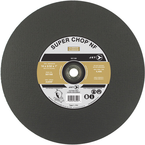 A30NF Super Chop Cut-Off Wheel, 14" x 3/32", 1" Arbor, Type 1, 4400 RPM Sécurité Médic