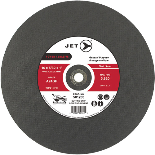 A24GP Power Abrasive Cut-Off Wheel, 20" x 5/32", 1" Arbor, Type 1, 3000 RPM Sécurité Médic