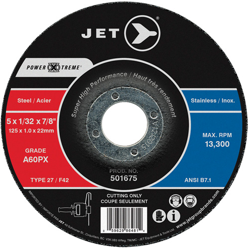 Meule &agrave; tronçonner Power-Xtreme A60PX, 4-1/2" x 3/64", Arbre de 7/8", Type 27, 13 300 Tr/min Sécurité Médic